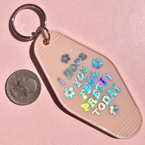 Positive Affirmations You Look Pretty Motel Keychain in Nude Pink - Picture 4 of 6